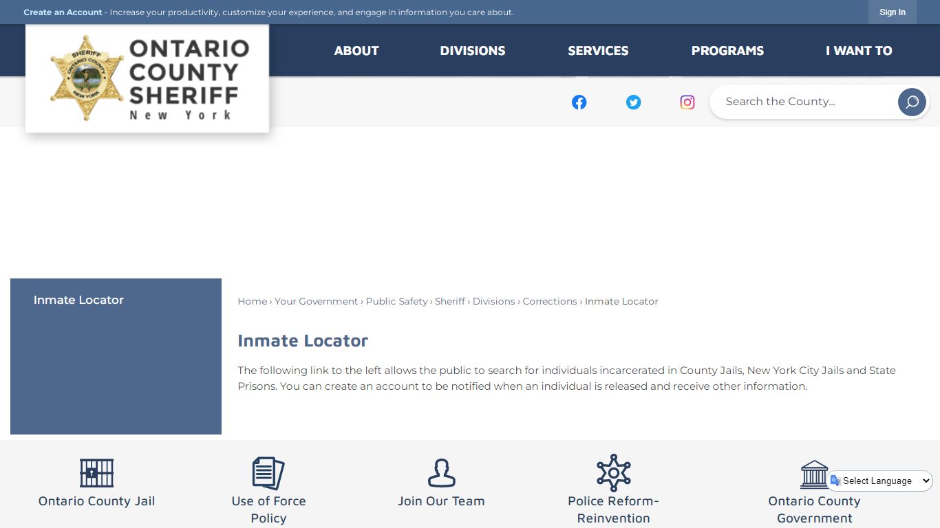 Inmate Locator | Ontario County, NY - Official Website